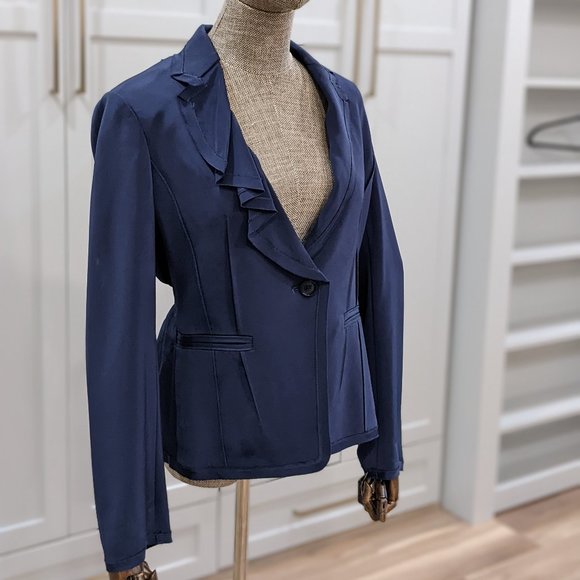 NWOT VINTAGE DESIGNER MARISFROLG NAVY BLAZER W/ LACE BACK - Picture 2 of 5